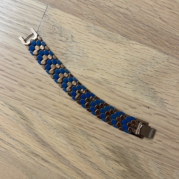 Copper Blue Honeycomb Mid-Century Vintage Bracelet Modernist Modern - Picture 6 of 7